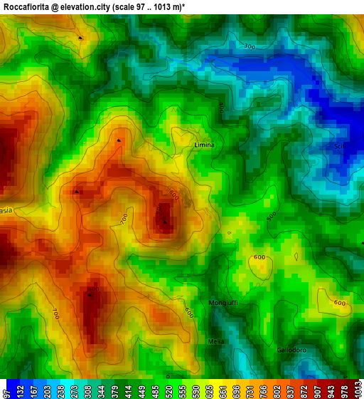 Roccafiorita elevation map