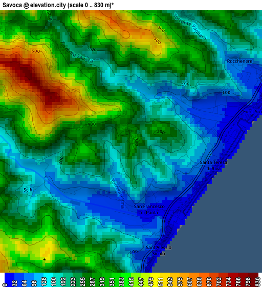 Savoca elevation map