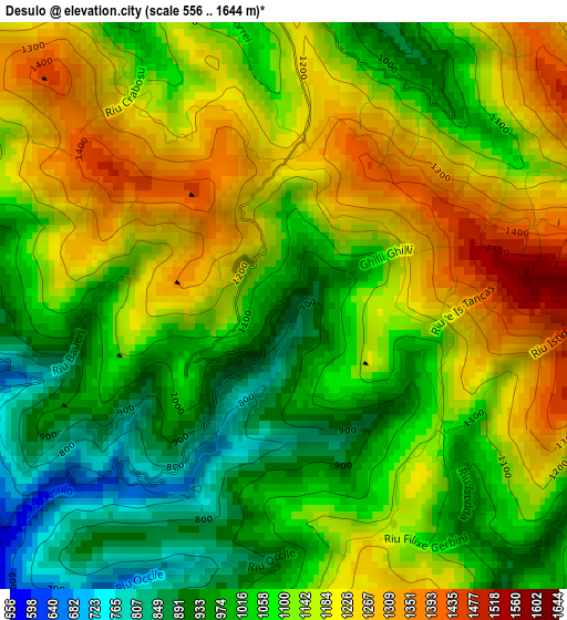 Desulo elevation map