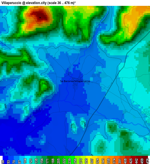 Villaperuccio elevation map