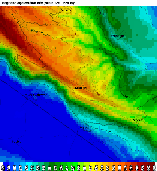 Magnano elevation map