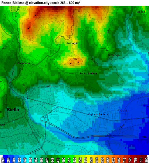 Ronco Biellese elevation map