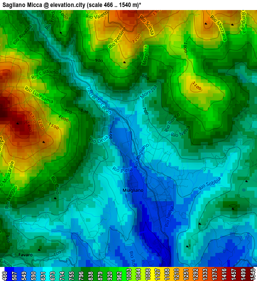 Sagliano Micca elevation map