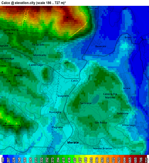 Calco elevation map