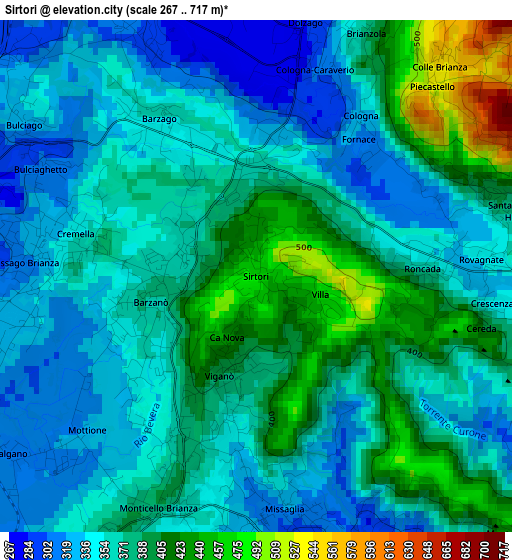 Sirtori elevation map