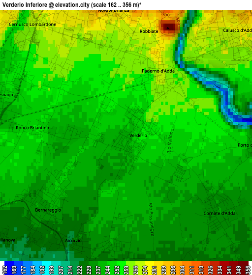 Verderio Inferiore elevation map