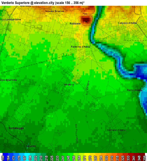 Verderio Superiore elevation map