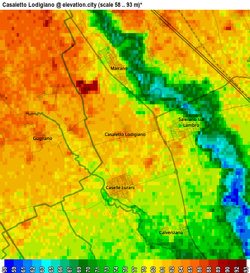 Casaletto Lodigiano elevation map