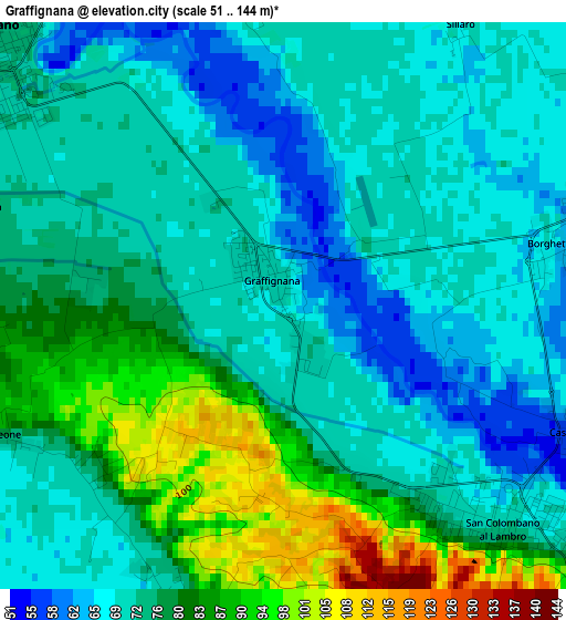 Graffignana elevation map