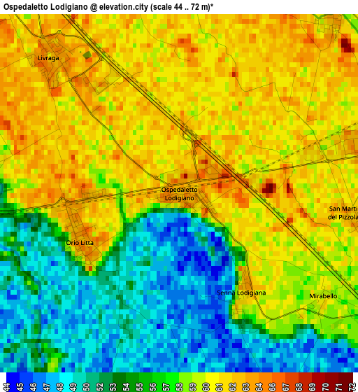 Ospedaletto Lodigiano elevation map