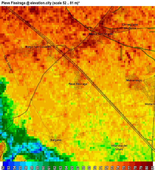 Pieve Fissiraga elevation map