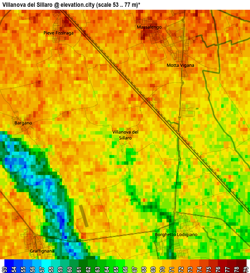 Villanova del Sillaro elevation map