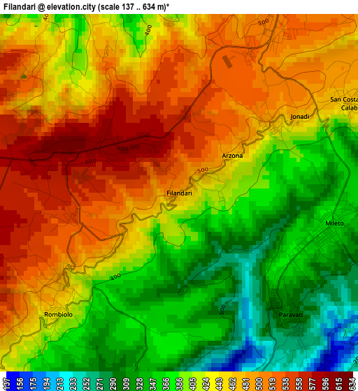 Filandari elevation map