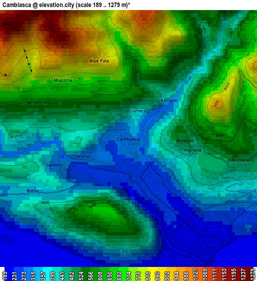 Cambiasca elevation map