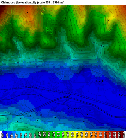 Chianocco elevation map