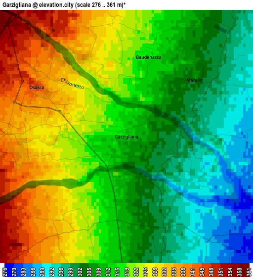 Garzigliana elevation map