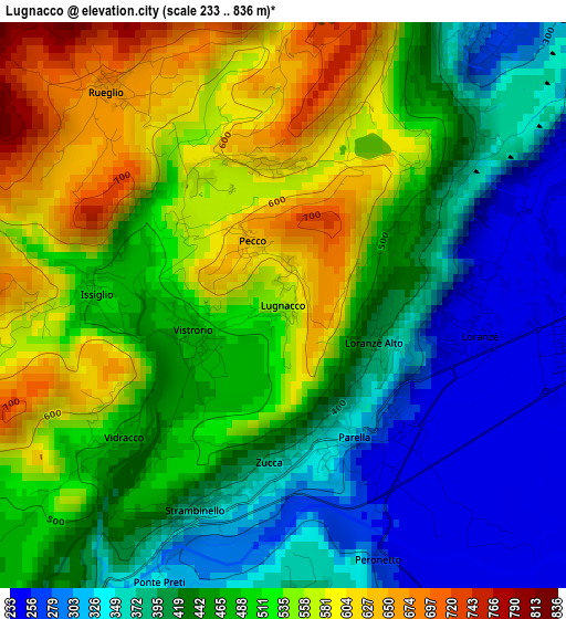 Lugnacco elevation map