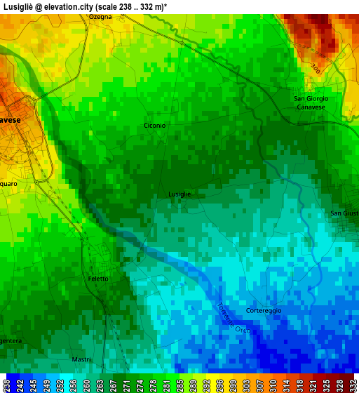 Lusigliè elevation map