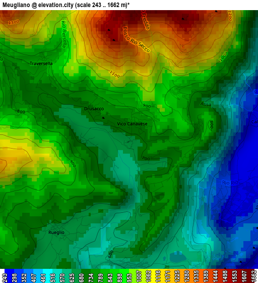 Meugliano elevation map