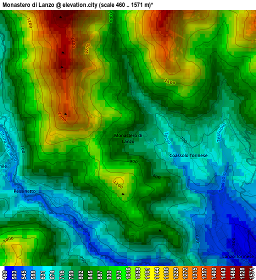 Monastero di Lanzo elevation map