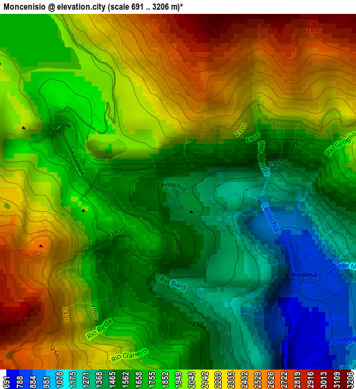 Moncenisio elevation map