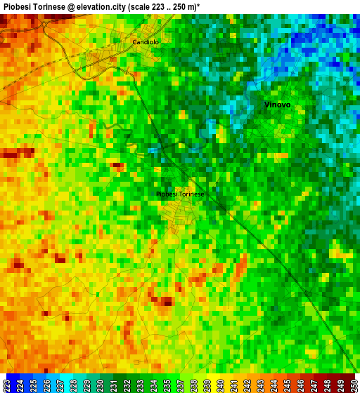 Piobesi Torinese elevation map