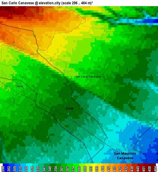 San Carlo Canavese elevation map