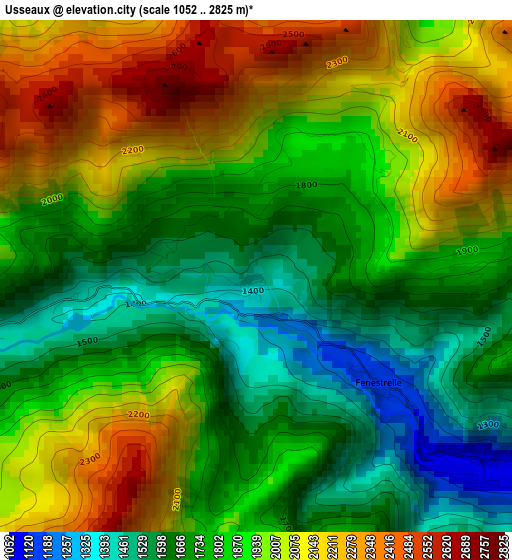 Usseaux elevation map