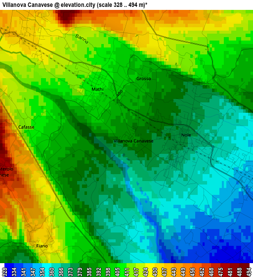 Villanova Canavese elevation map