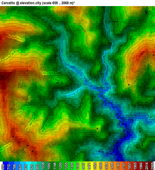 Cervatto elevation map