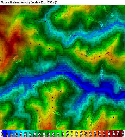 Vocca elevation map