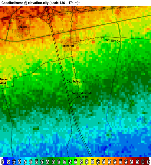 Casalbeltrame elevation map