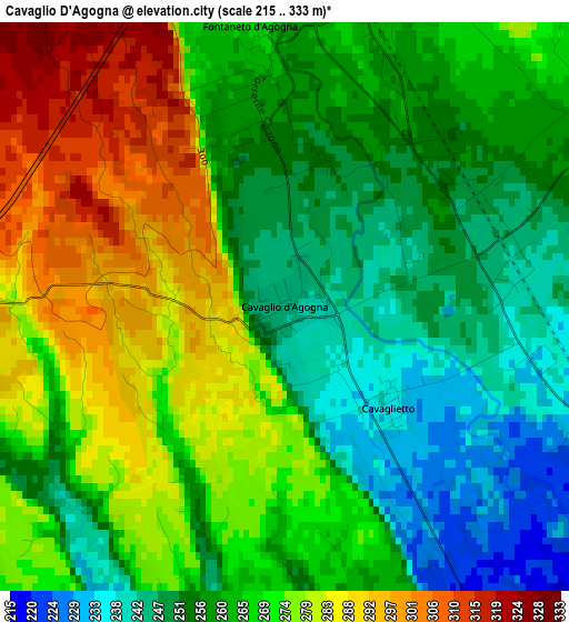 Cavaglio D'Agogna elevation map