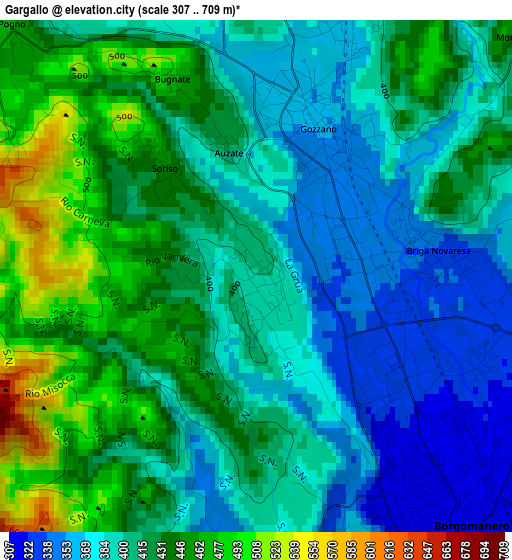 Gargallo elevation map