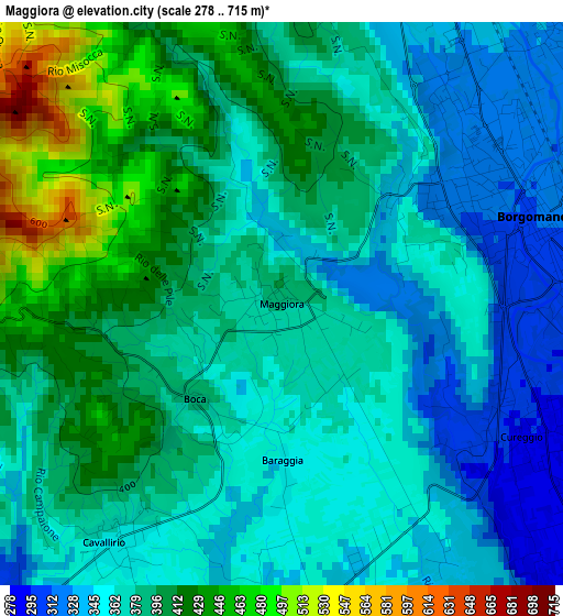 Maggiora elevation map