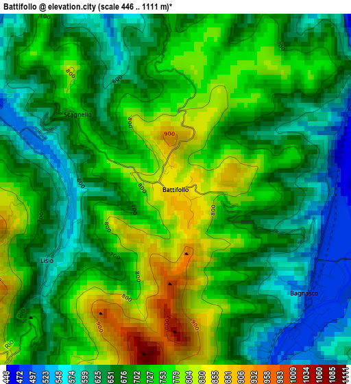 Battifollo elevation map