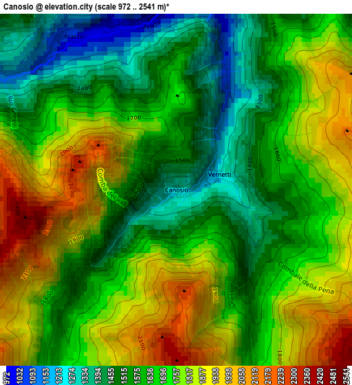 Canosio elevation map