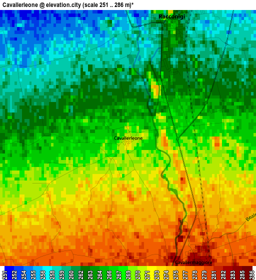 Cavallerleone elevation map