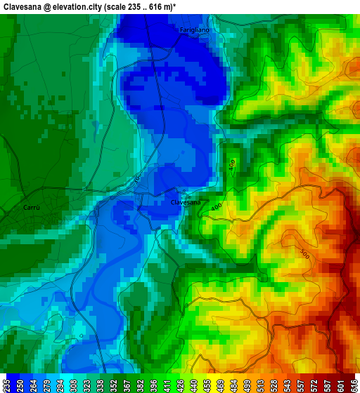 Clavesana elevation map