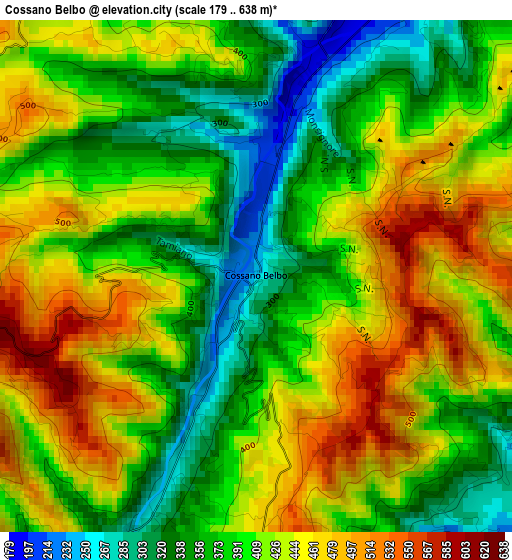 Cossano Belbo elevation map