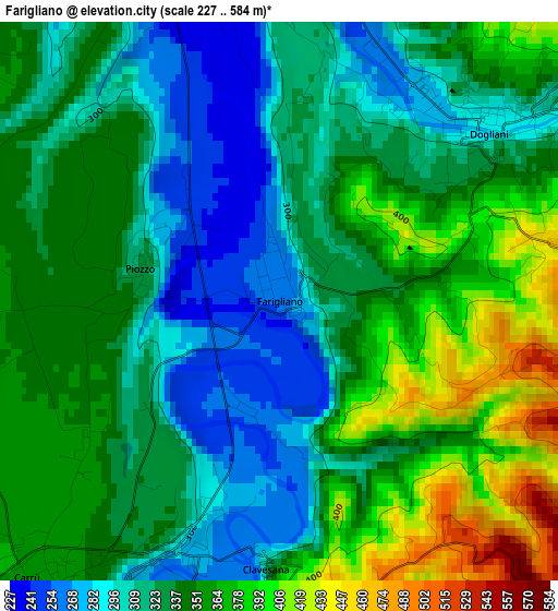 Farigliano elevation map