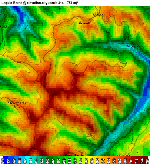 Lequio Berria elevation map