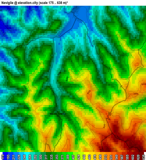 Neviglie elevation map