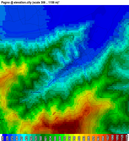 Pagno elevation map