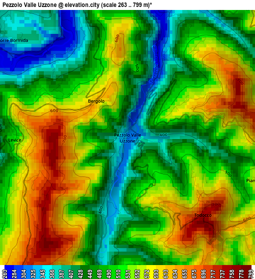 Pezzolo Valle Uzzone elevation map