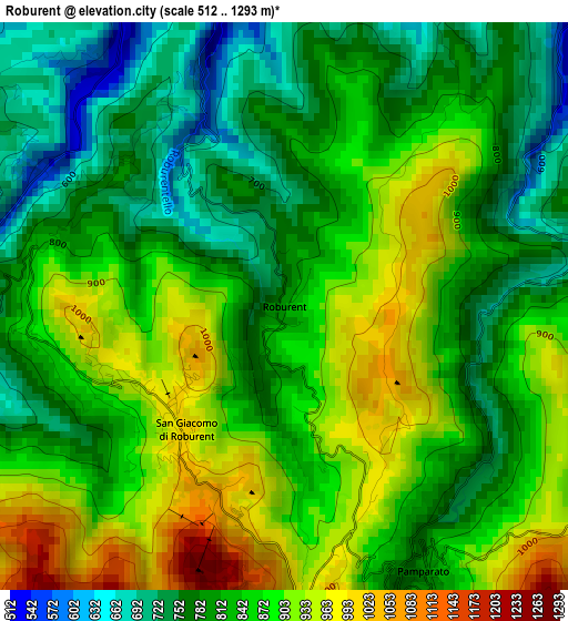 Roburent elevation map