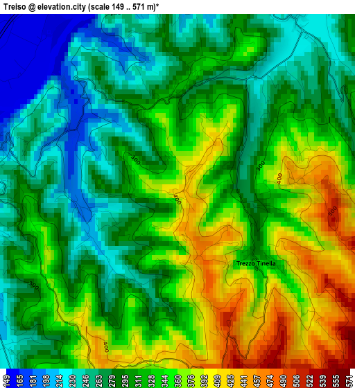 Treiso elevation map