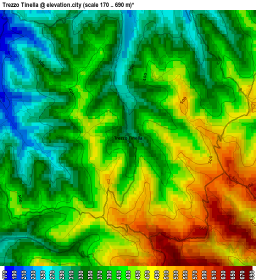 Trezzo Tinella elevation map