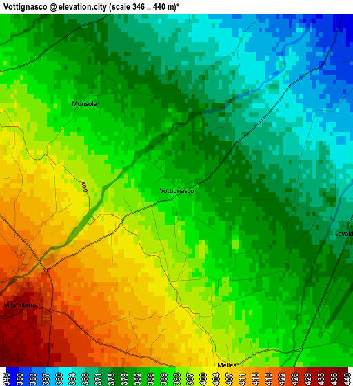 Vottignasco elevation map