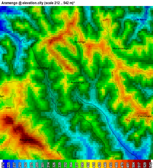 Aramengo elevation map